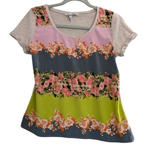 Speechless Y2K Babydoll Tee Women's Size XS Floral Mixed Media Colorful